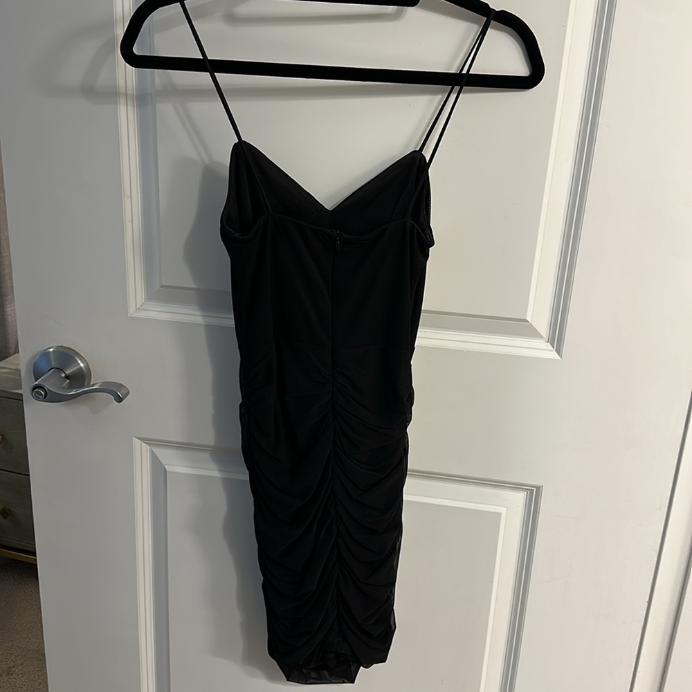 Bianca - Rouched Black Mini Dress - Picture 2 of 3